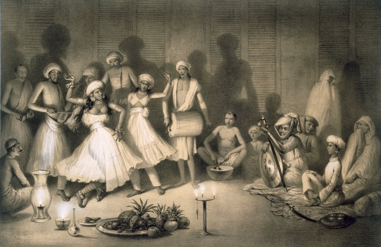 Taniec Nautch Girls z „Podróży w Indiach”, wyd. autorstwa Smitha, Starszego i Co., 1858 autorstwa A. Soltykoff