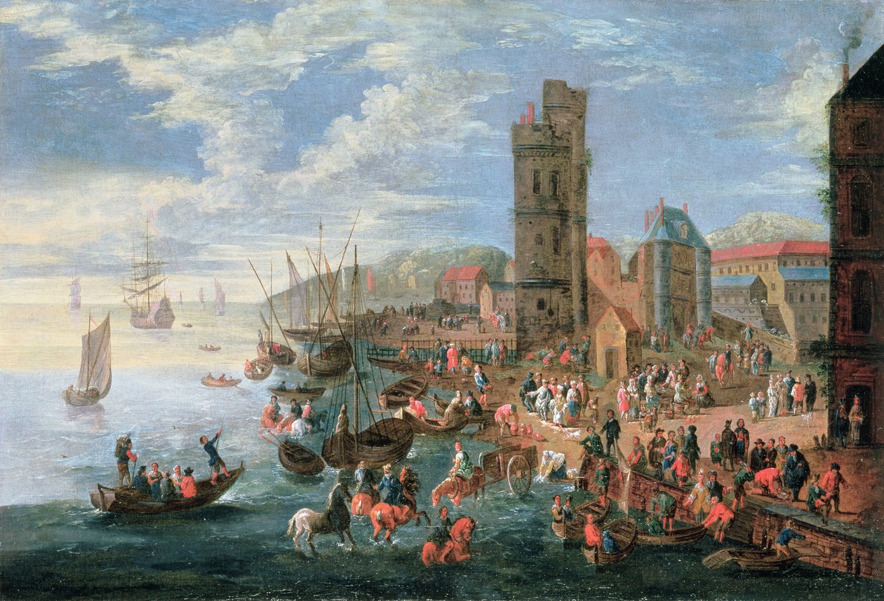 Scena w porcie autorstwa A.F. and Bouts, P. Boudewyns