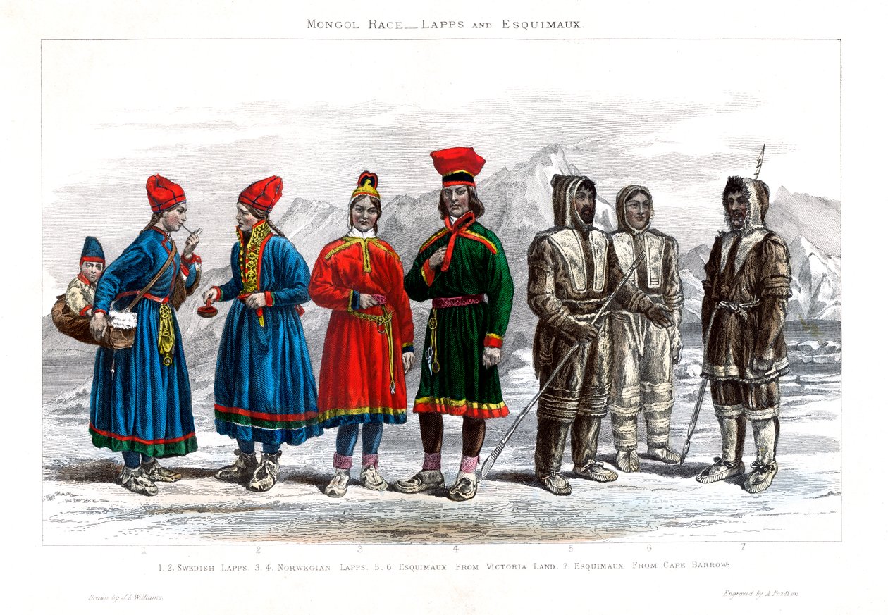 Wyścig mongolski, Lapony i Eskimosów, 1800-1900. autorstwa A. Portier