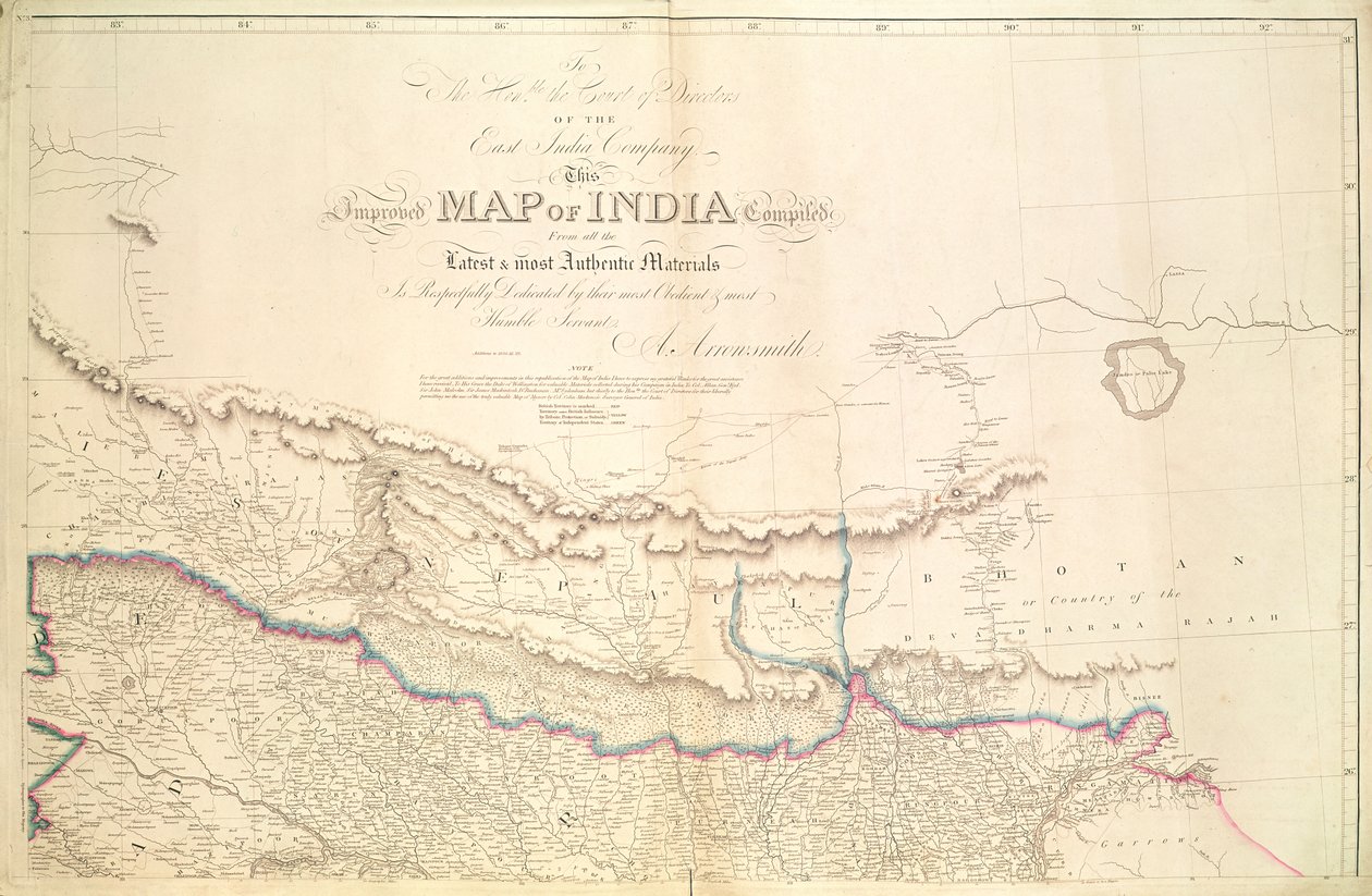 Энэтхэгийн газрын зураг, 1822 оны поли autorstwa Aaron Arrowsmith