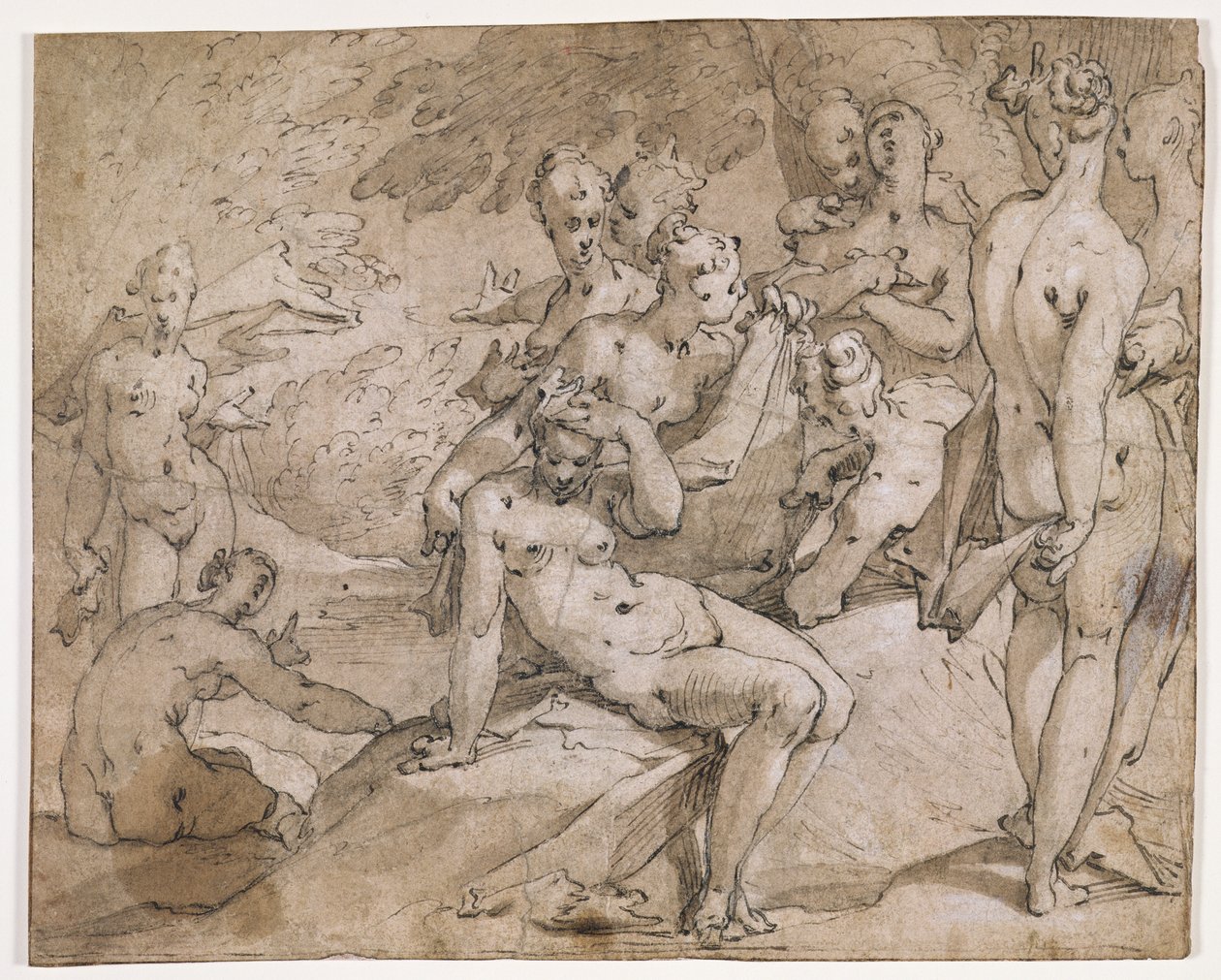 No.3146 Diana i Callisto, ilustracja z „Metamorfozy” Owidiusza, II, s.442-53, c.1595 (pióro i atrament) autorstwa Abraham Bloemaert