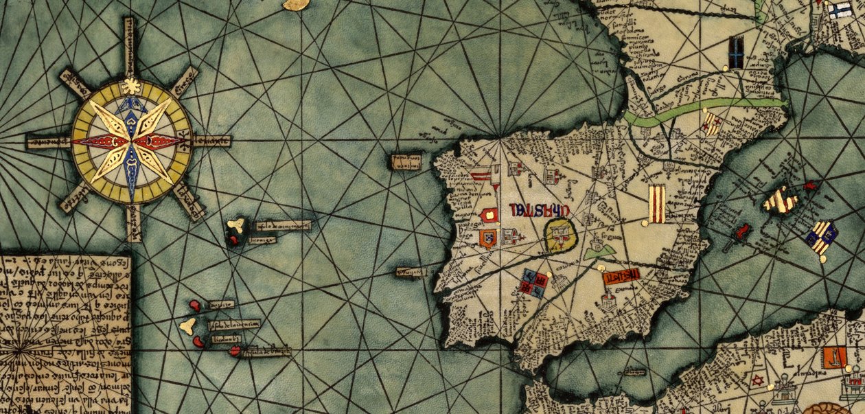 Atlas kataloński, Hiszpania autorstwa Abraham (after) Cresques