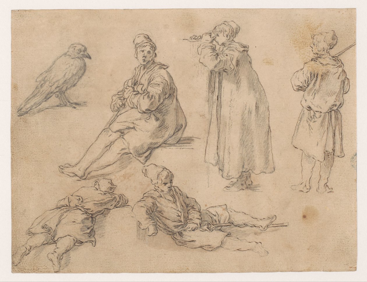 Jeden siedzący i dwóch stojących chłopców autorstwa Abraham Bloemaert