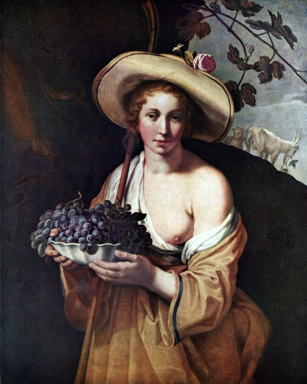 Niemiecki: Pasterka z winogronami Pasterka z winogronami autorstwa Abraham Bloemaert