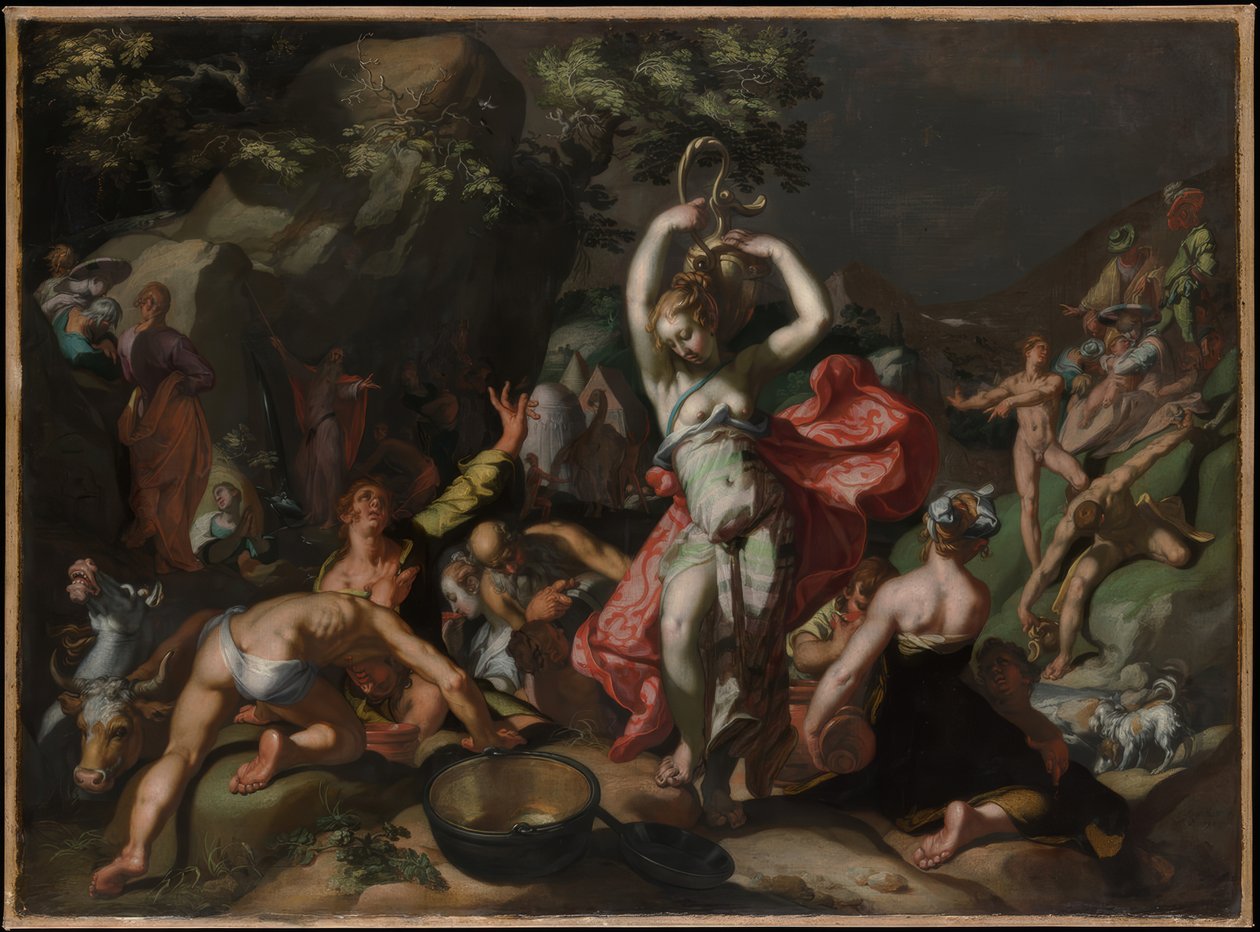 Mojżesz uderzający w skałę autorstwa Abraham Bloemaert