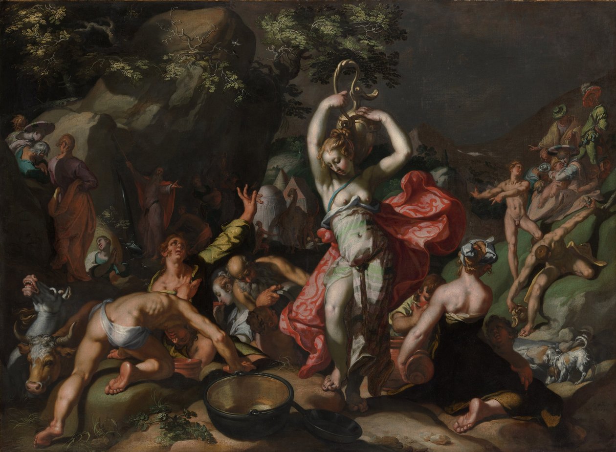 Mojżesz uderzający w skałę autorstwa Abraham Bloemaert