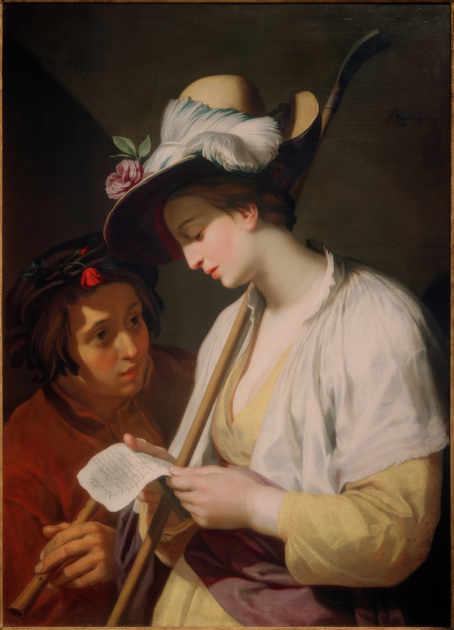Pasterka z wierszem autorstwa Abraham Bloemaert