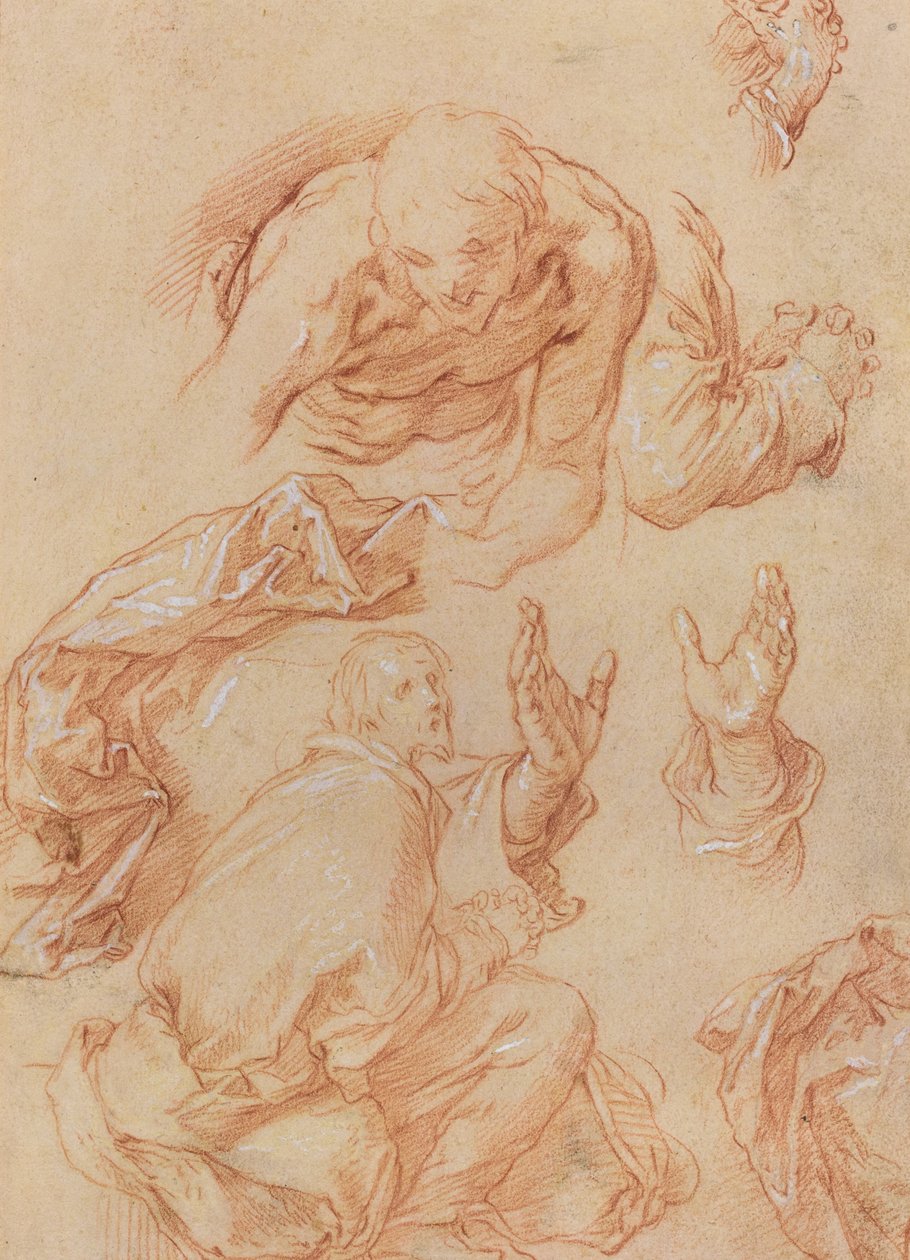 Badania rąk i figur zginających [verso] autorstwa Abraham Bloemaert