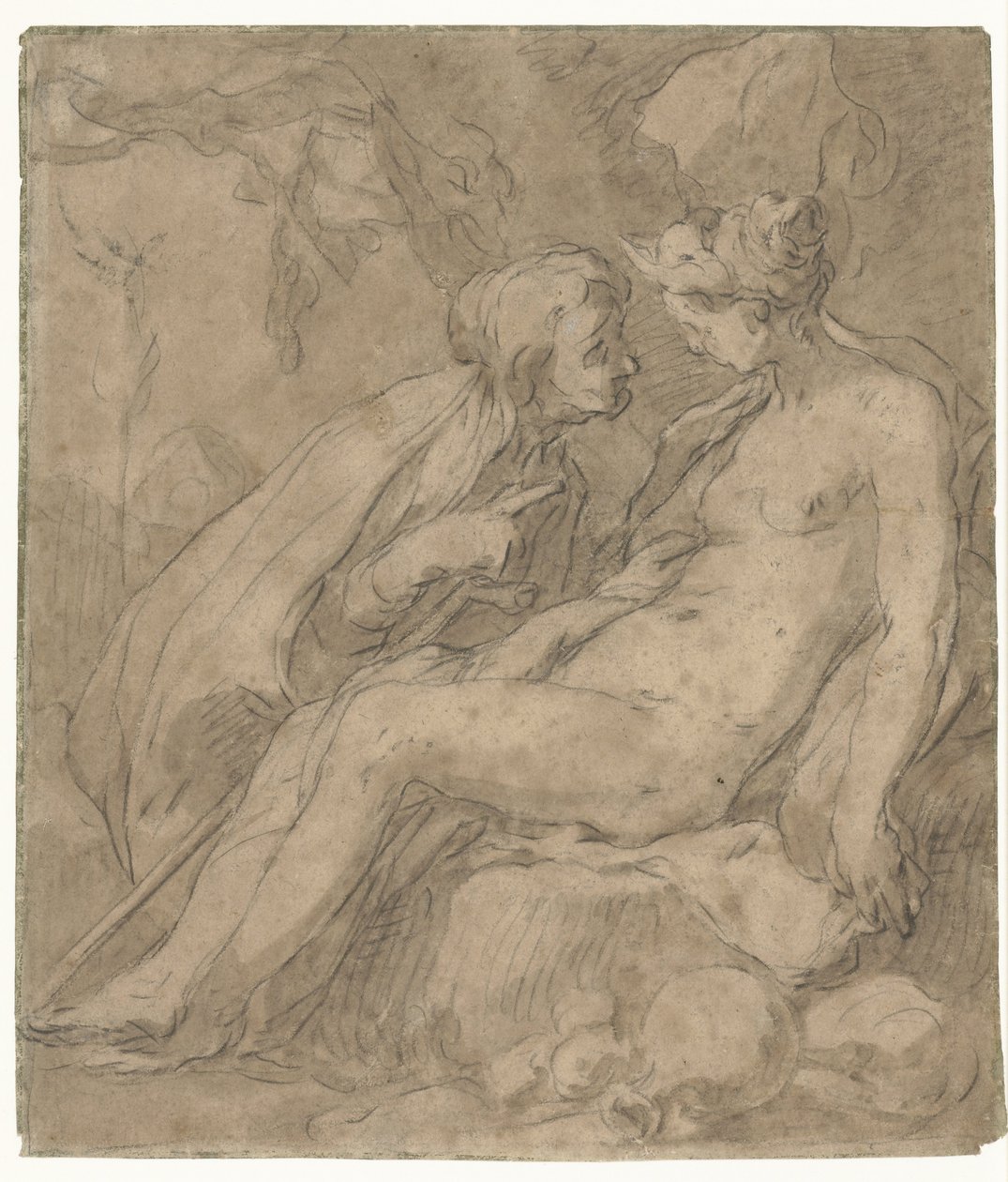 Vertumnus en Pomona (?) autorstwa Abraham Bloemaert