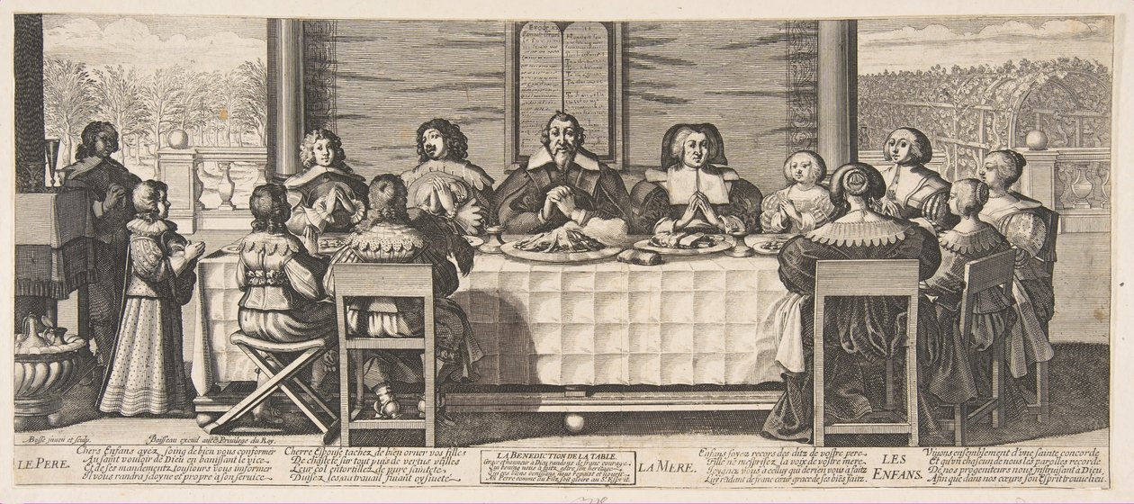 Błogosławieństwo przy stole, ca. 1635. autorstwa Abraham Bosse