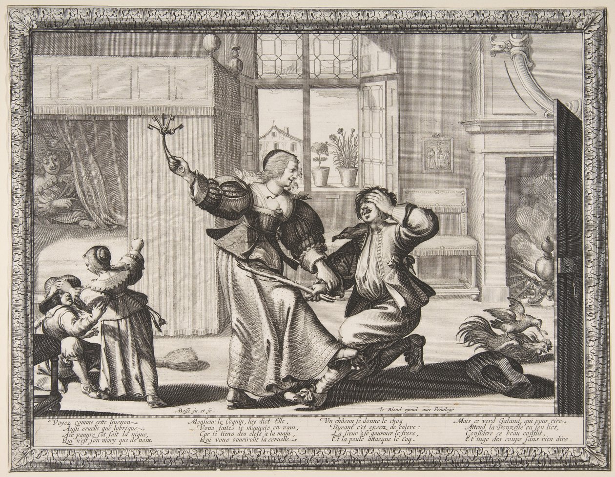 The Husband-Beater, c.1633 (akwaforta i grawerowanie) autorstwa Abraham Bosse