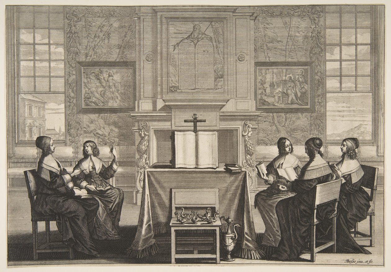 Rozmowa Mądrych Dziewic, ca. 1635. autorstwa Abraham Bosse