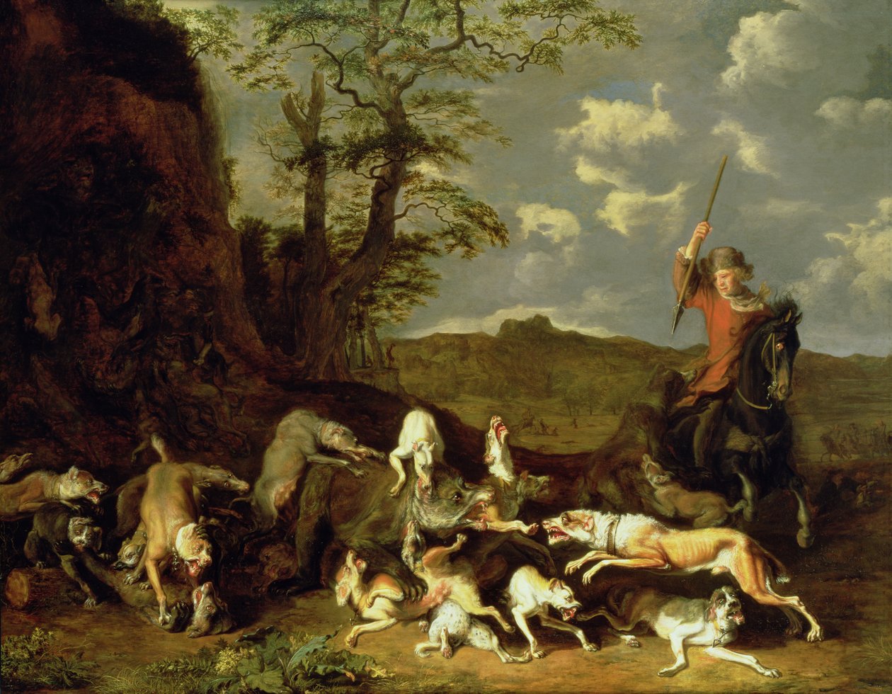 Polowanie na niedźwiedzie, 1655 autorstwa Abraham Danielsz. Hondius