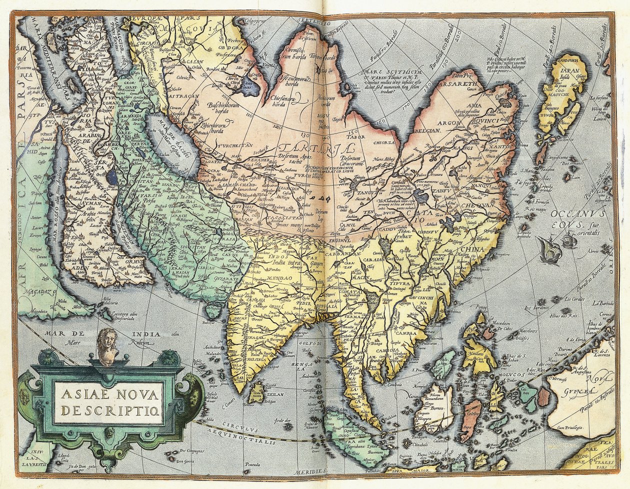 Azja, 1592 autorstwa Abraham Ortelius