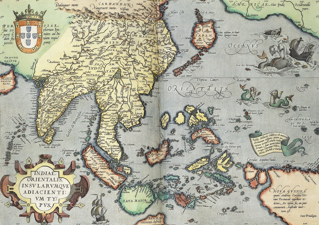 Indie, 1592 autorstwa Abraham Ortelius