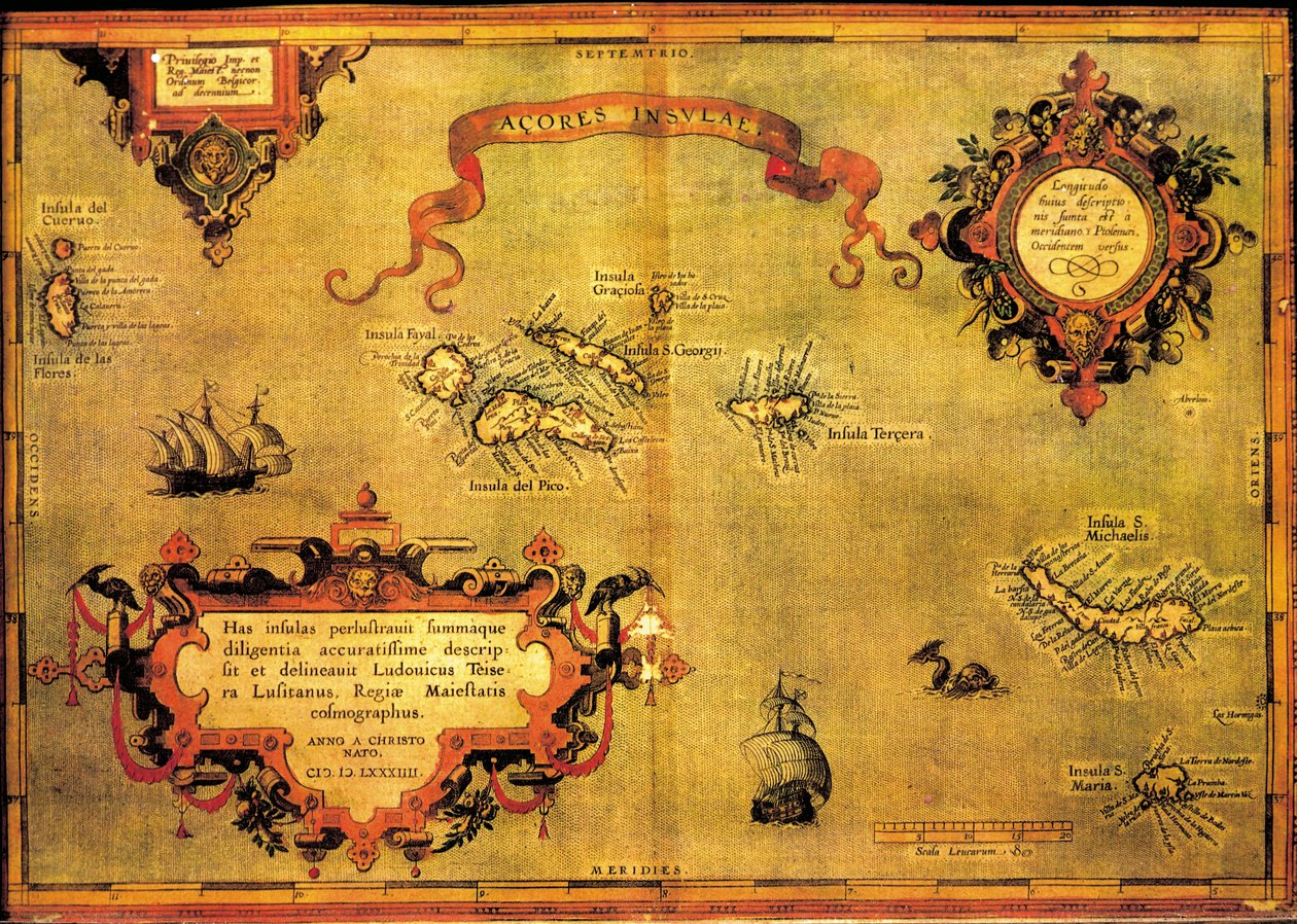 Mapa Azorów autorstwa Abrahama Orteliusa autorstwa Abraham Ortelius
