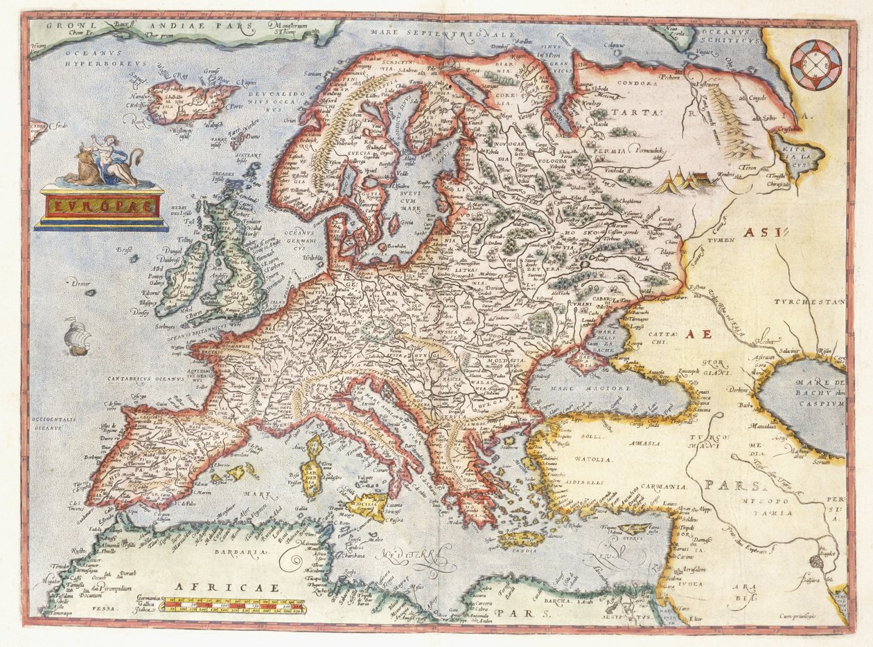 Mapa Europy, 1587 autorstwa Abraham Ortelius