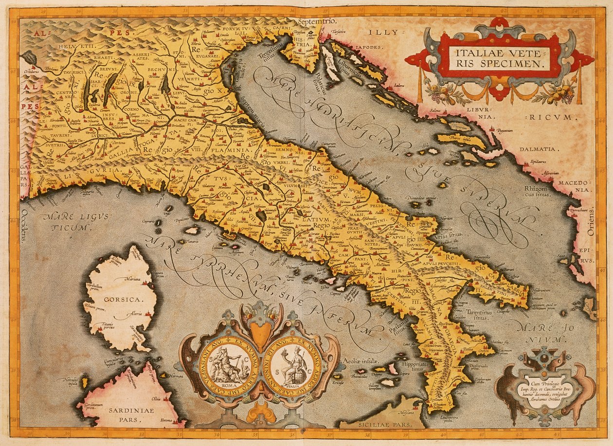 Mapa Włoch autorstwa Abrahama Orteliusa autorstwa Abraham Ortelius