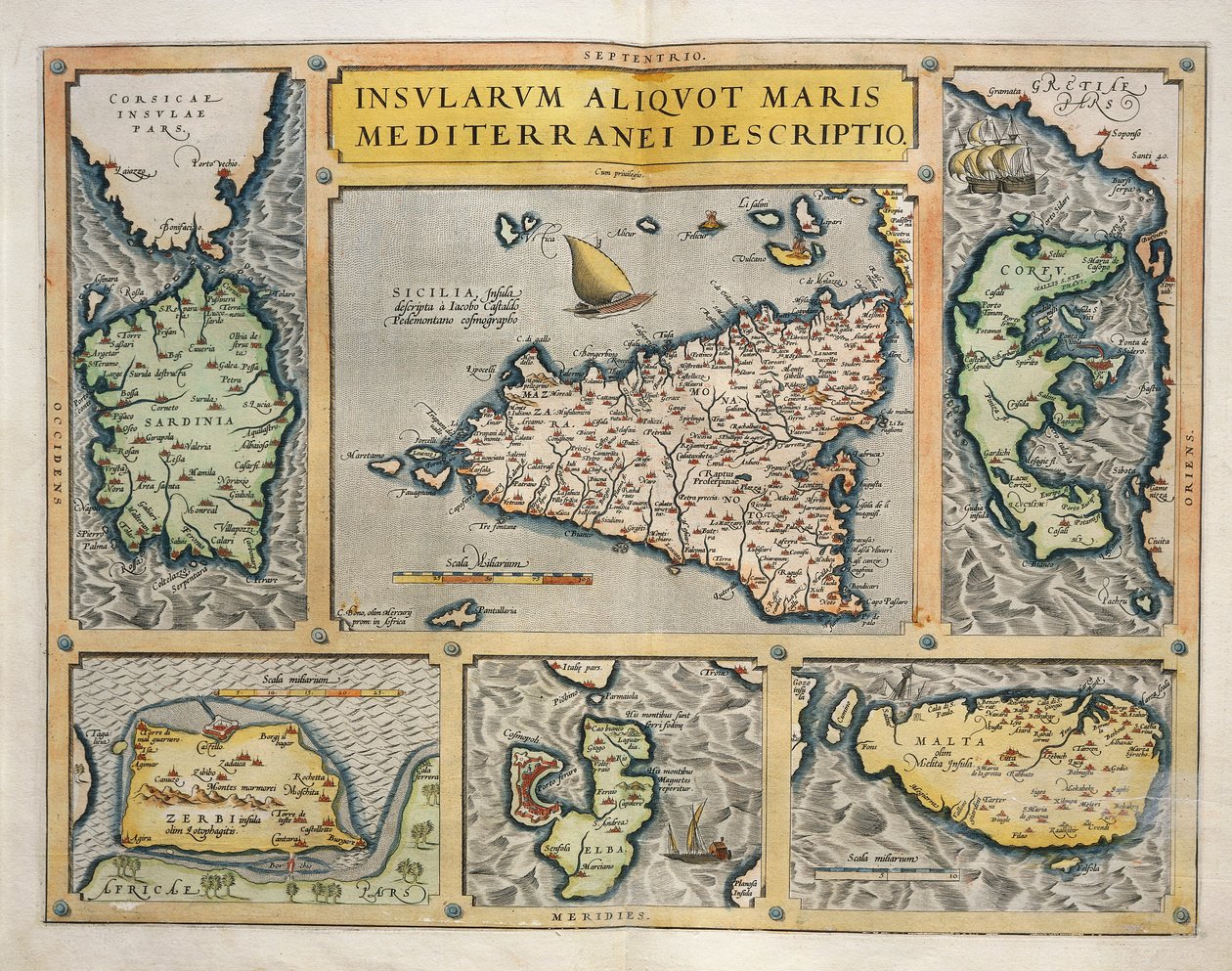 Mapa wysp Morza Śródziemnego autorstwa Abraham Ortelius