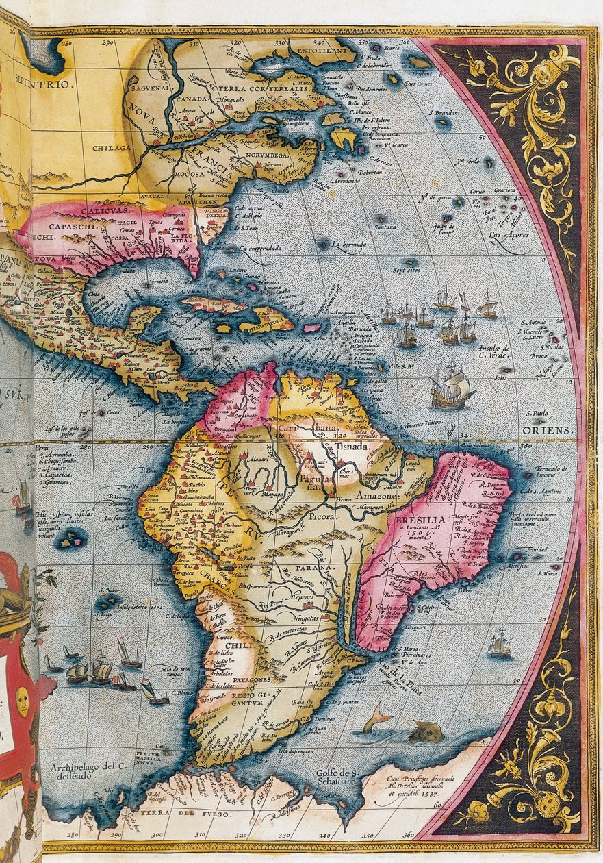 Mapa Ameryki Południowej, Abraham Ortelius autorstwa Abraham Ortelius