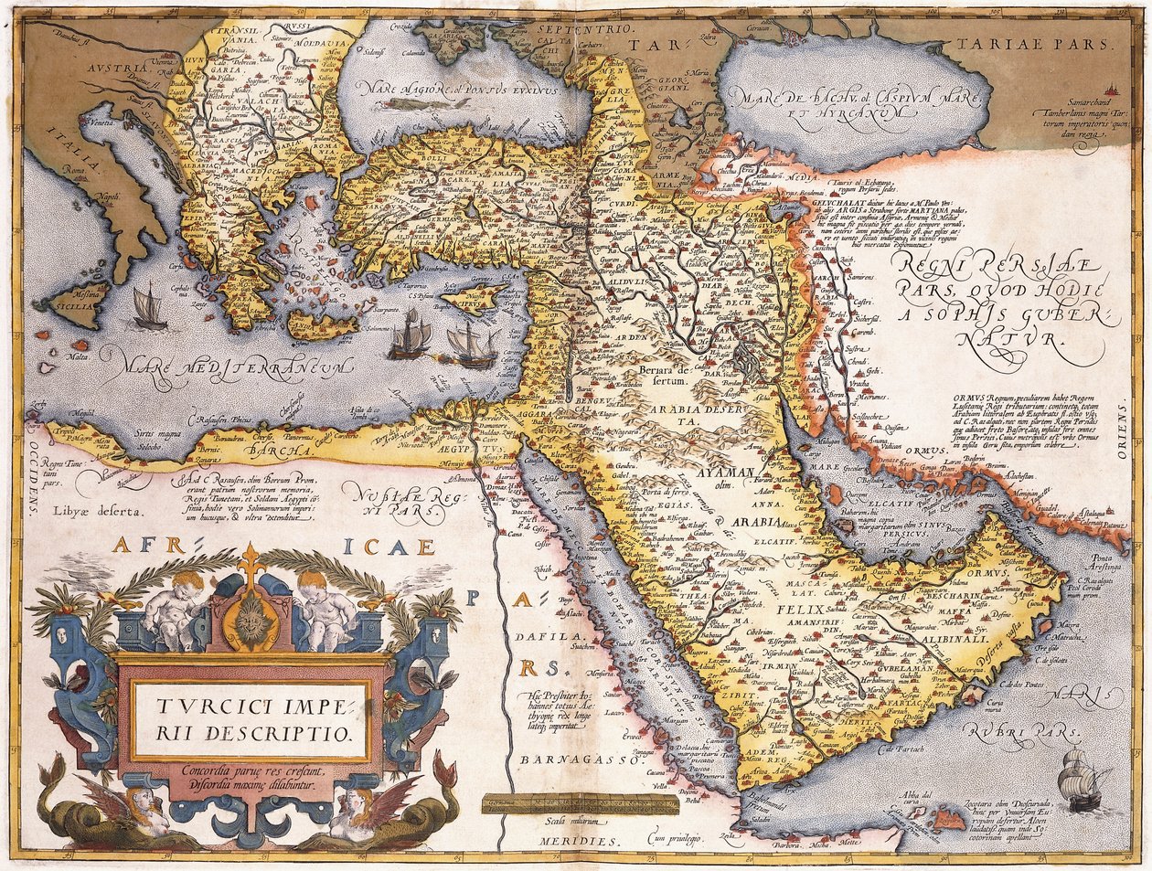 Mapa Imperium Tureckiego, autorstwa Abraham Ortelius