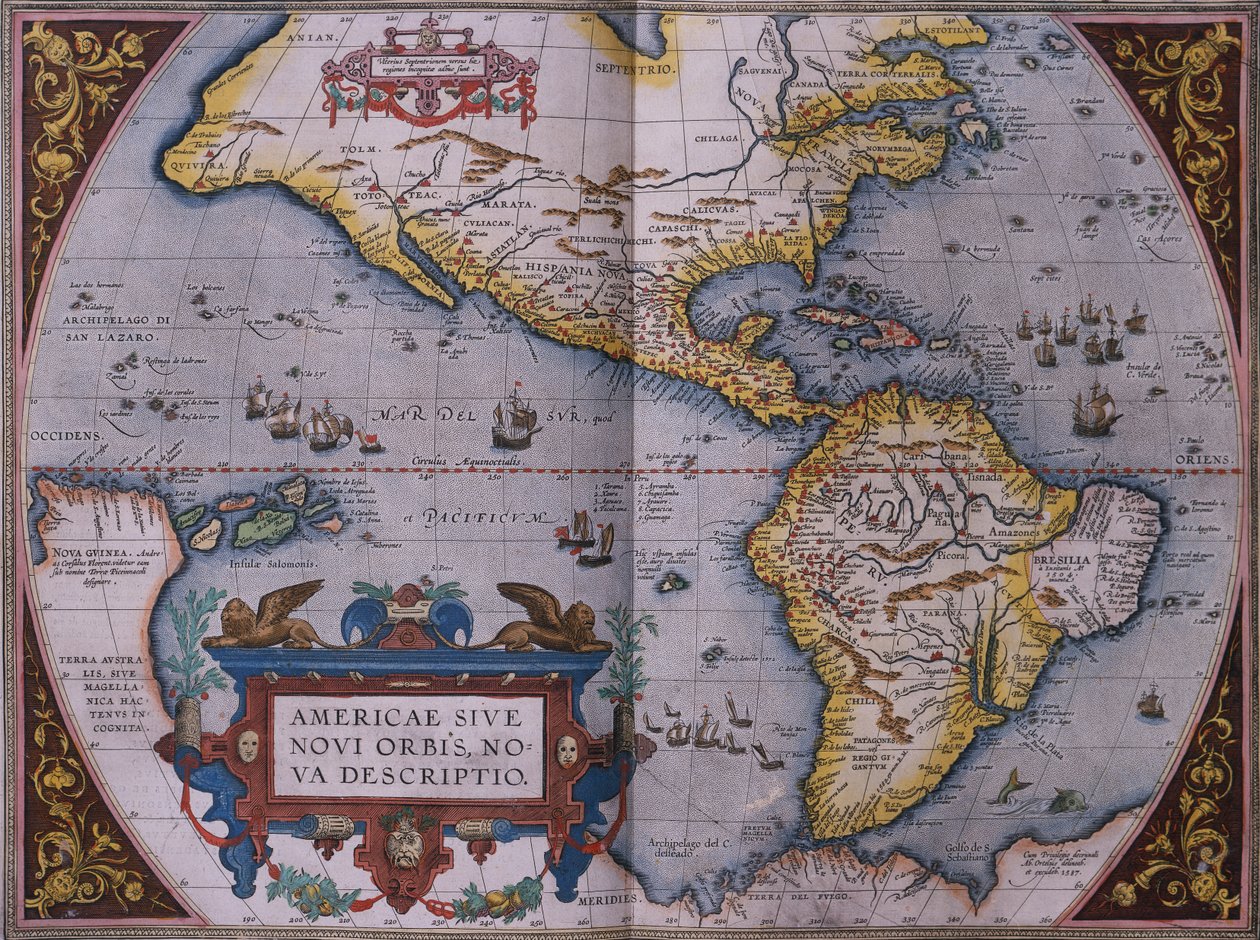 Mapa Orteliusa Nowego Świata autorstwa Abraham Ortelius