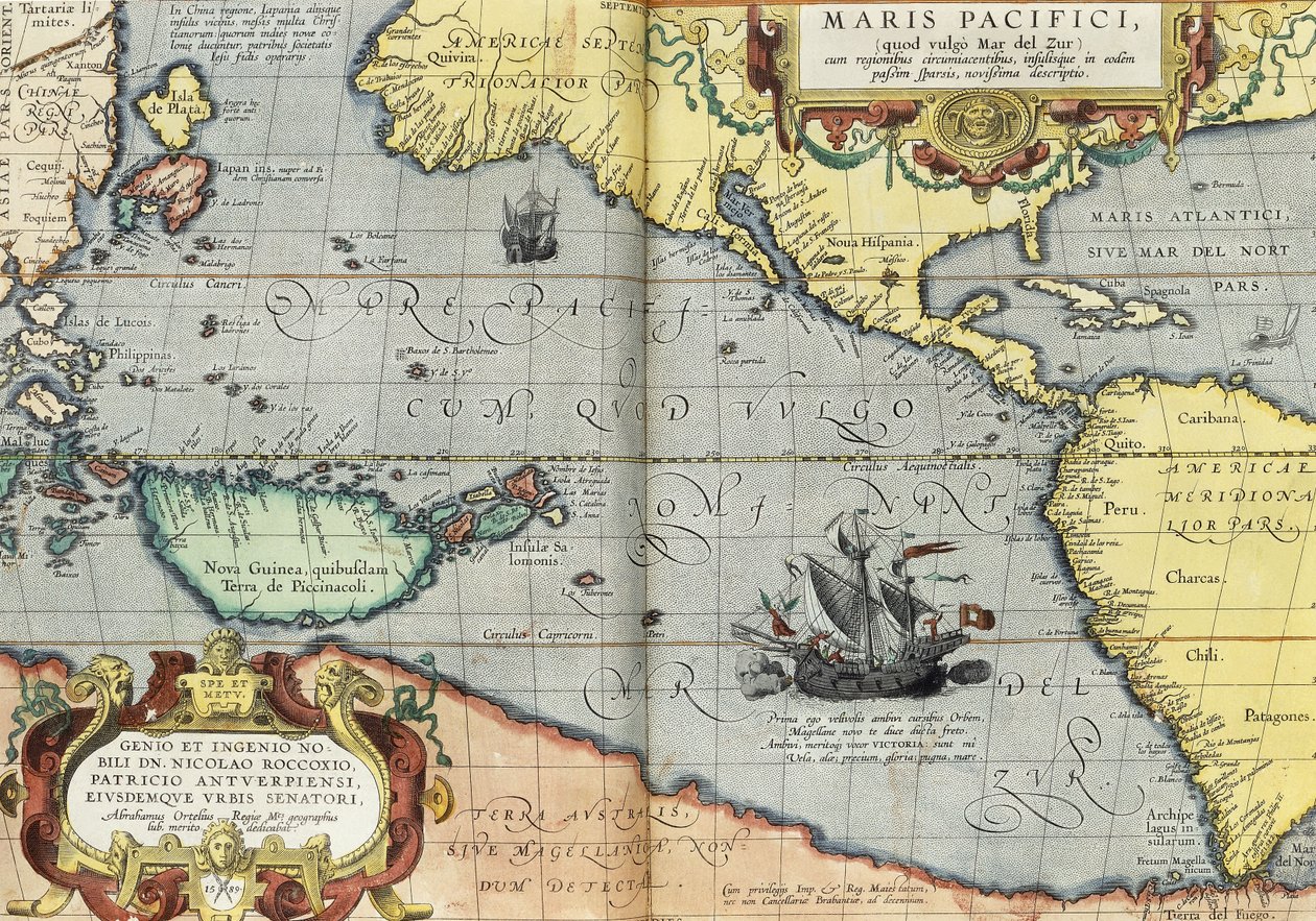 Ocean Spokojny, 1592 autorstwa Abraham Ortelius
