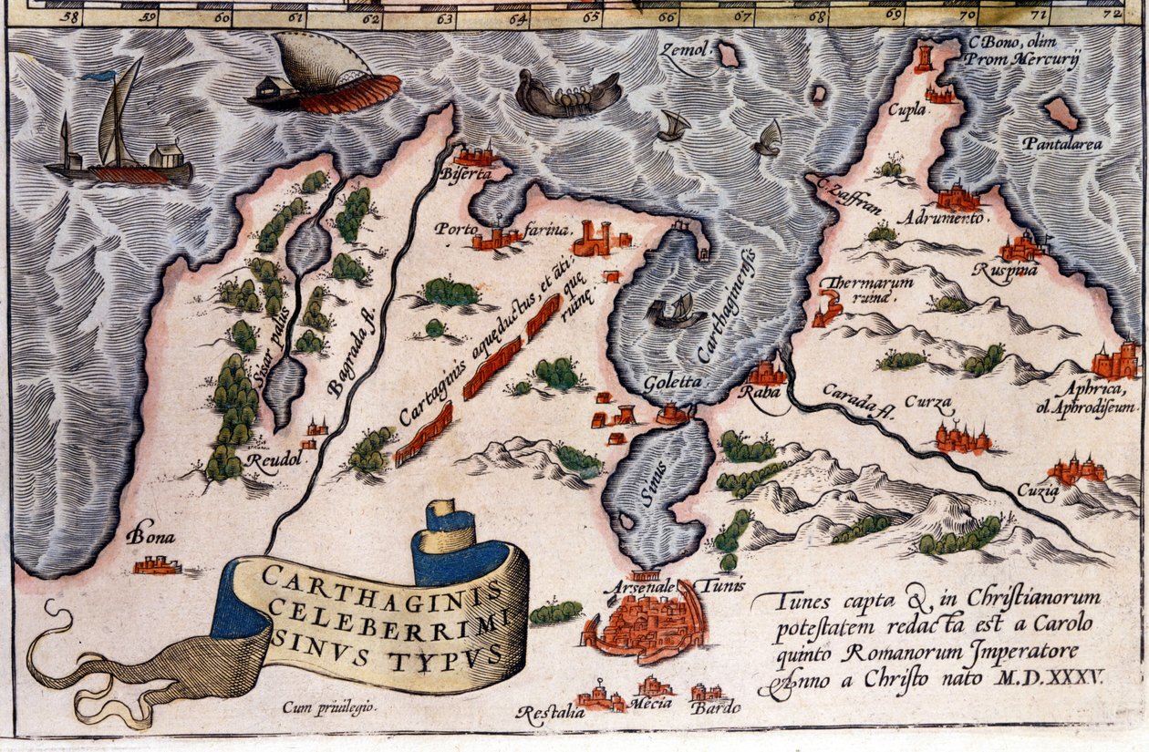 Tunis - Atlas Abrahama Orteliusa, Antwerpia autorstwa Abraham Ortelius