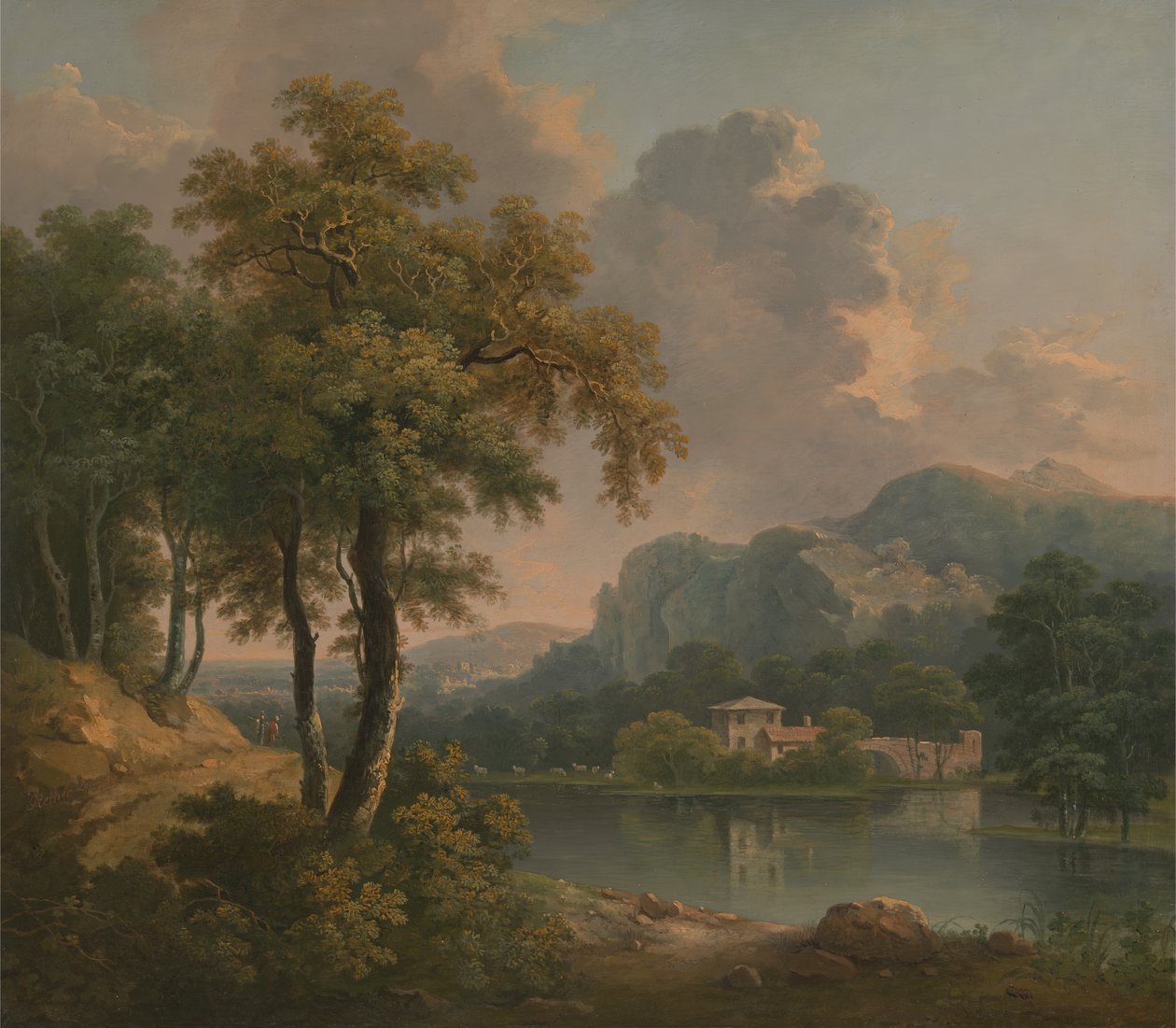 Zalesiony, pagórkowaty krajobraz, 1785. autorstwa Abraham Pether
