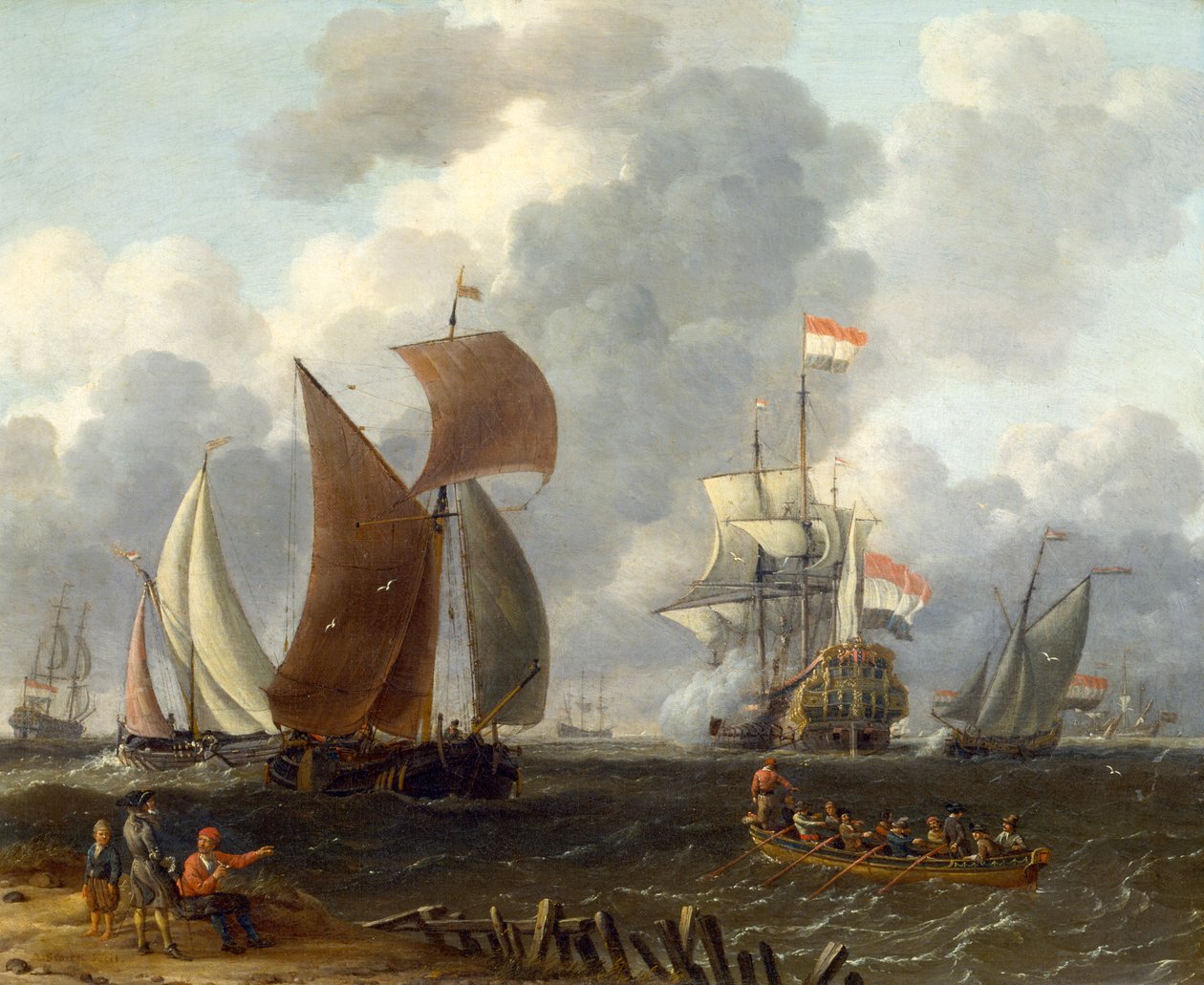 Bitwa na morzu, XVII wiek autorstwa Abraham Storck