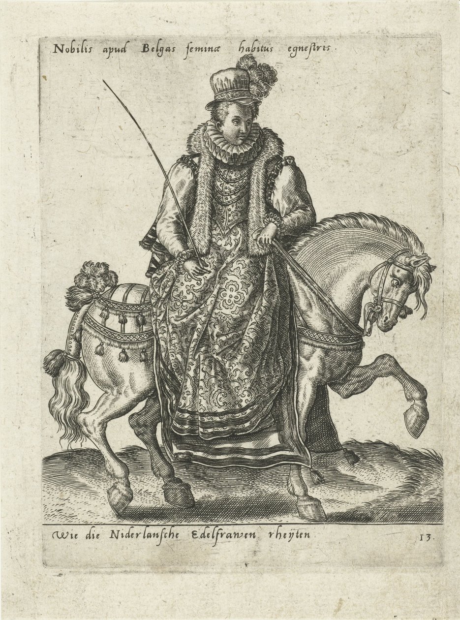 Holenderska szlachcianka na koniu autorstwa Abraham de Bruyn (attributed to)