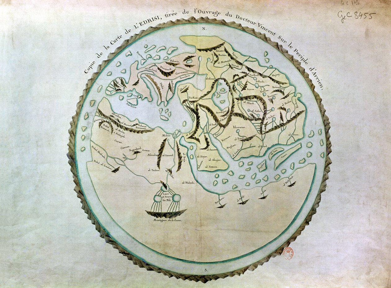 Mapa świata autorstwa Abu Muhammad Al Idrisi or Edrisi