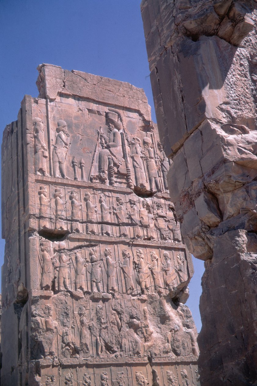 Płaskorzeźba na filarze z Pałacu Dariusza, Persepolis, Iran autorstwa Achaemenid