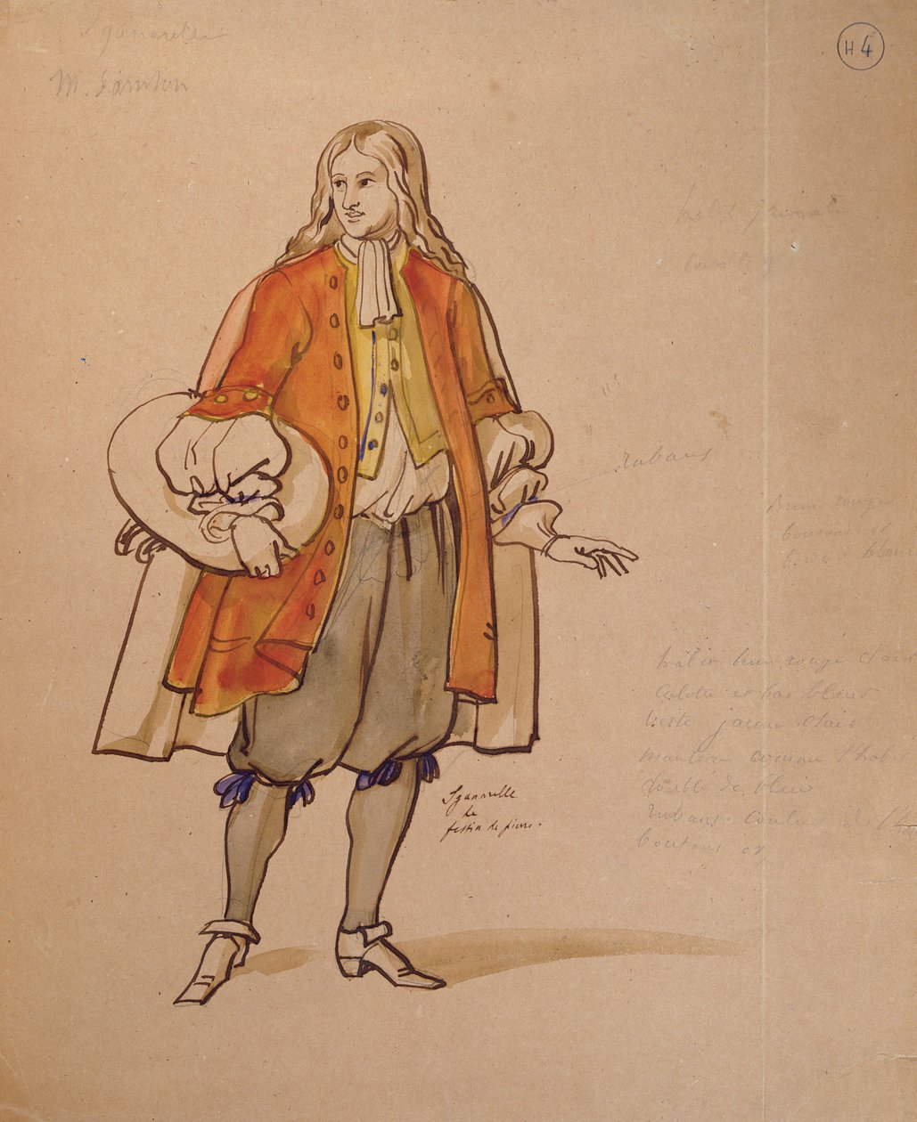 Projekt kostiumu do przedstawienia „Don Juan” Moliera (1622–73) w Komedii Francuskiej z 1847 r. (pióro i atrament i toaleta na papierze) autorstwa Achille Devéria