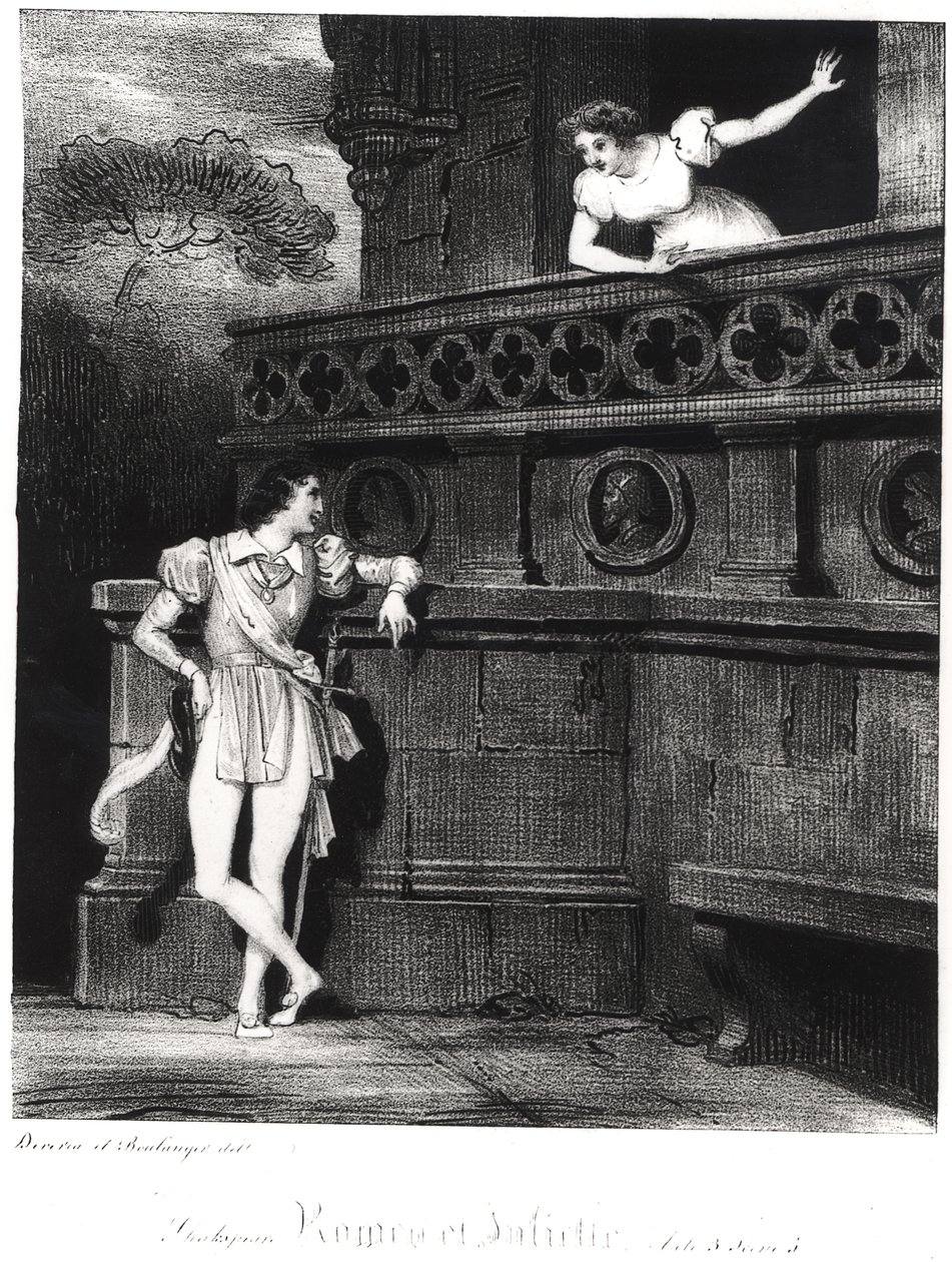 Scena z III aktu „Romea i Julii” Williama Szekspira (1564-1616) autorstwa Achille Devéria