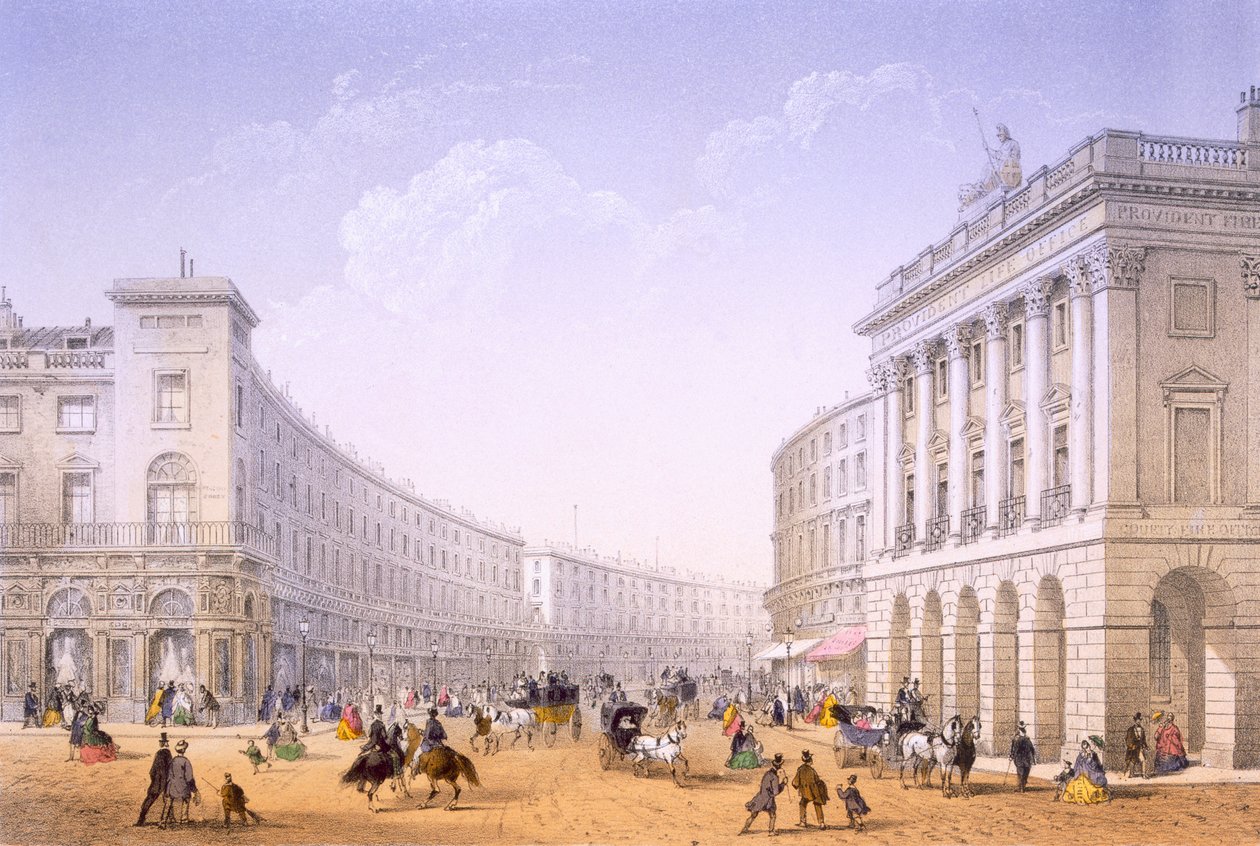 Kwadrant i ulica Regent, Londyn, 1862 autorstwa Achille Louis Martinet
