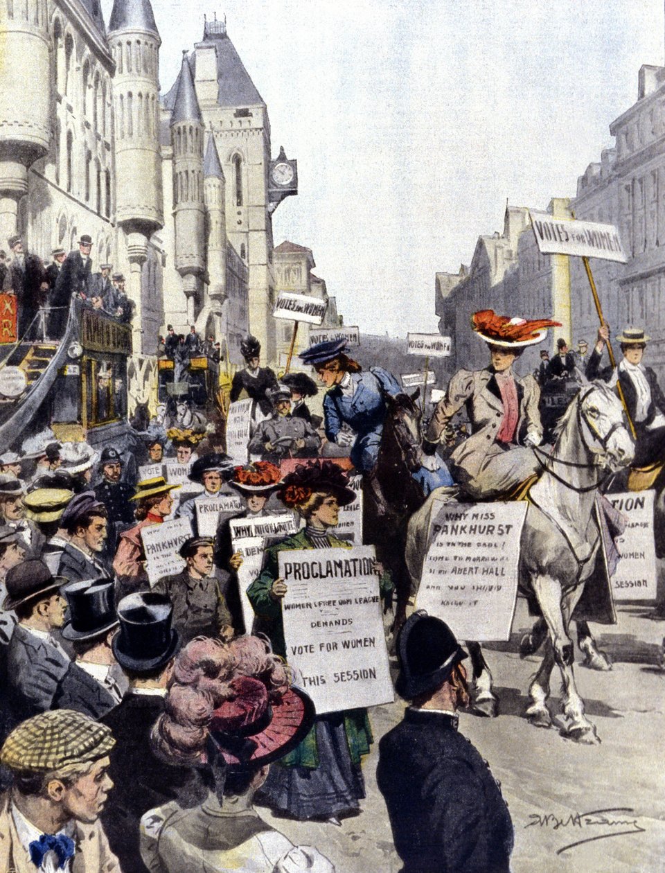 Demonstracje w Londynie we wrześniu 1908 r. autorstwa Achille Beltrame