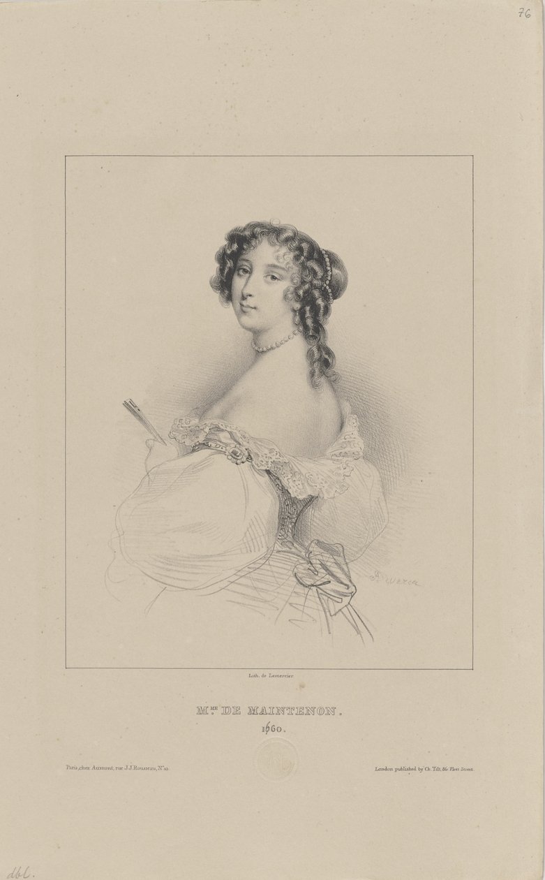 Françoise dAubigné, markiza de Maintenon 1635-1719, 1830-1840. autorstwa Achille Devéria