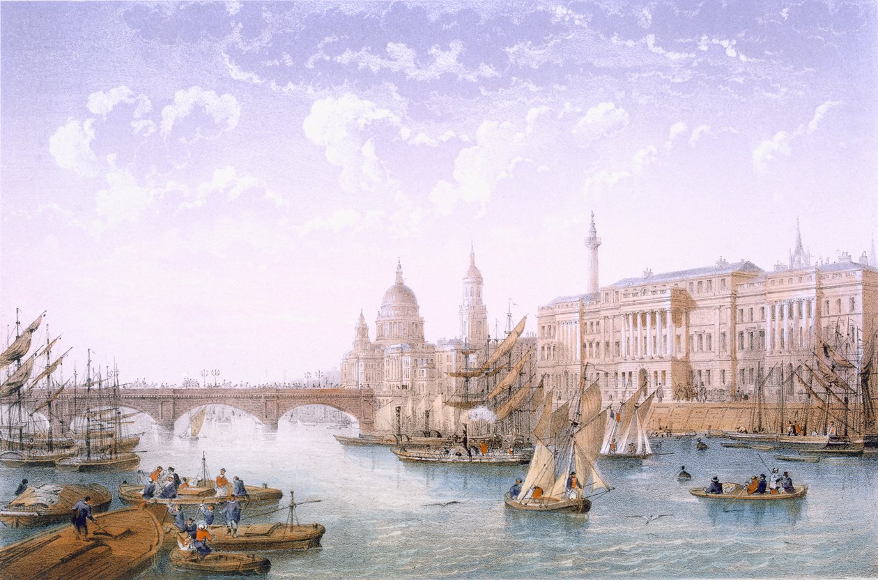 Custom House i London Bridge, 1862. autorstwa Achille Louis Martinet