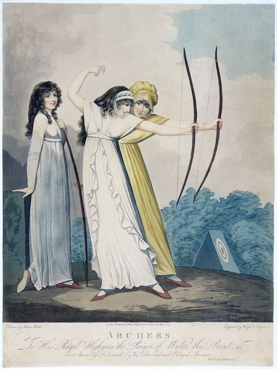 Łucznicy, grawer J.H. Wright (fl.1795-1838) i Conrad Ziegler, 1799 (akwatinta) autorstwa Adam Buck