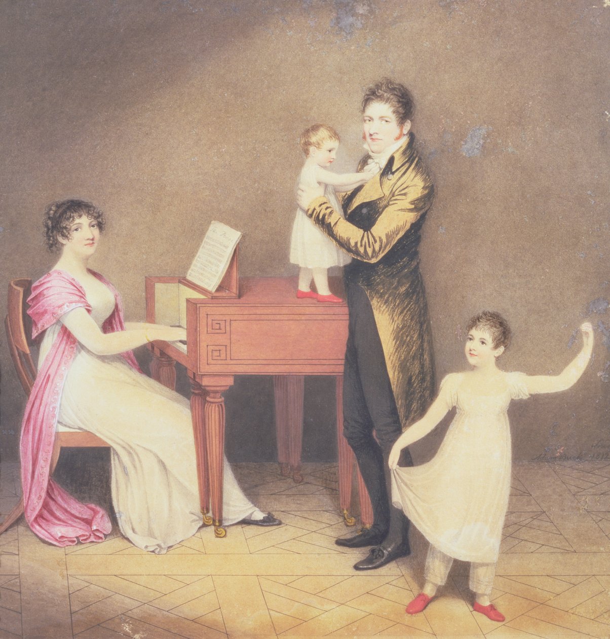 Charles Moran i jego żona Jane Bodin z Jane i Williamem, 1812 r. autorstwa Adam Buck