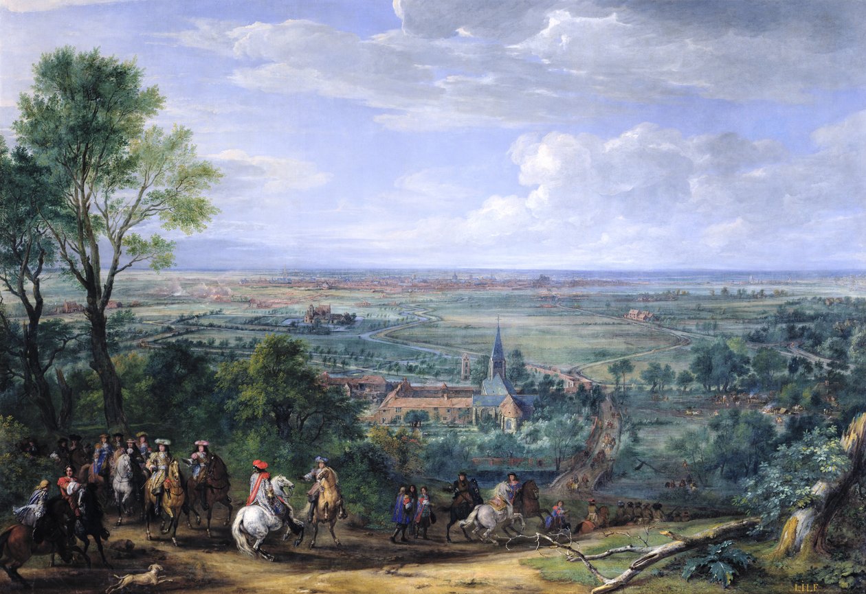 Ludwik XIV (1638-1715) podczas oblężenia Lille naprzeciwko Zakonu Piątek, sierpień 1667, c.1685 autorstwa Adam Frans van der Meulen