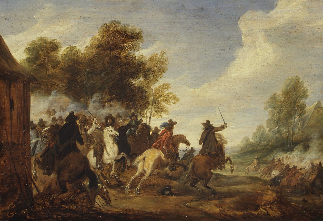 Walka kawalerii. autorstwa Adam Frans van der Meulen