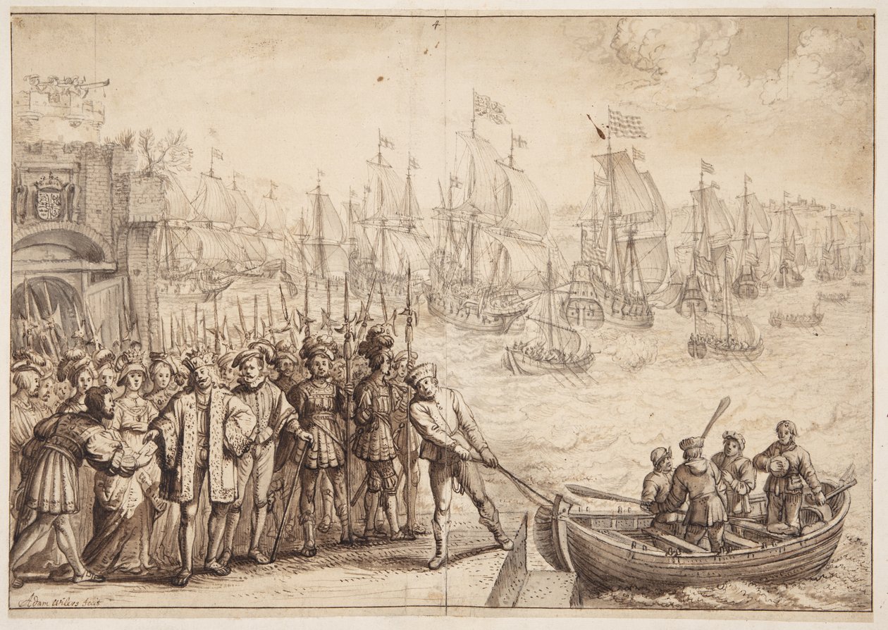 Christian II opuszcza Kopenhagę w 1523 autorstwa Adam Willaerts