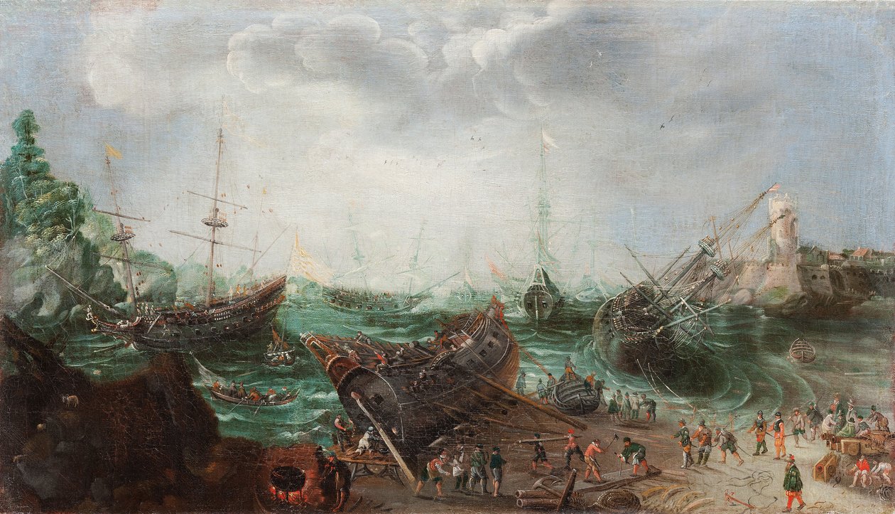 Scena portowa, ok. godz. 1615 autorstwa Adam Willaerts