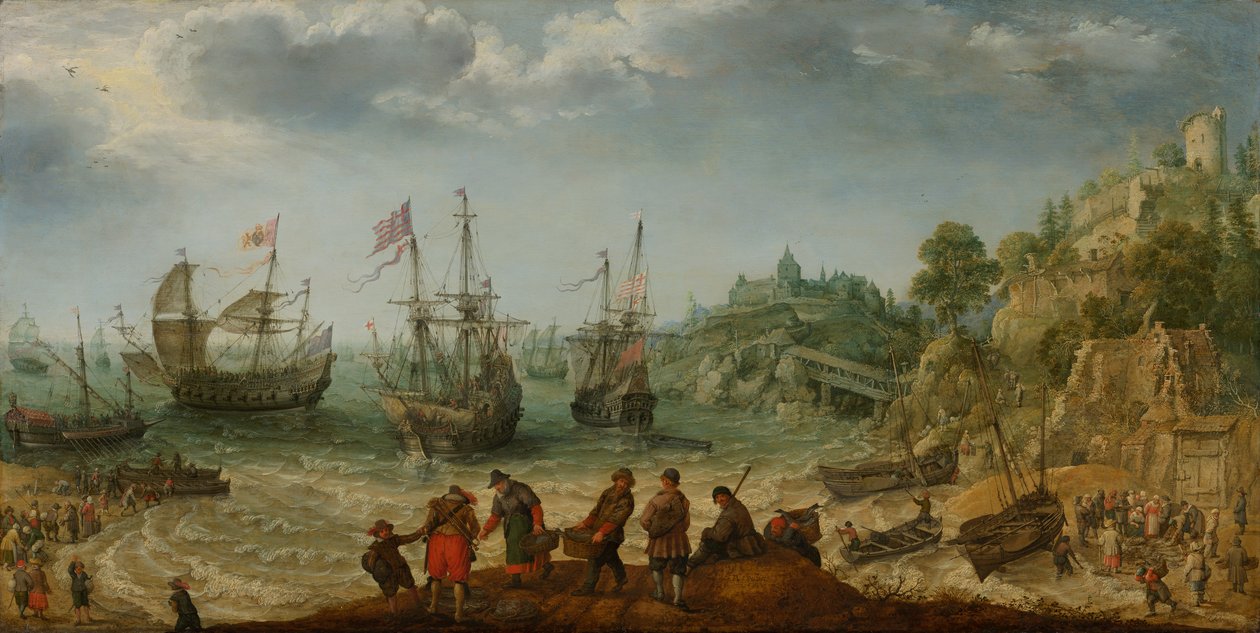 Statki z Skalistego Wybrzeża, 1621 autorstwa Adam Willaerts