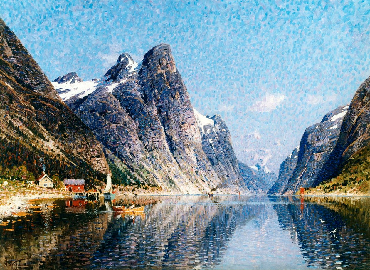 Scena norweskiego fiordu”. autorstwa Adelsteen Normann