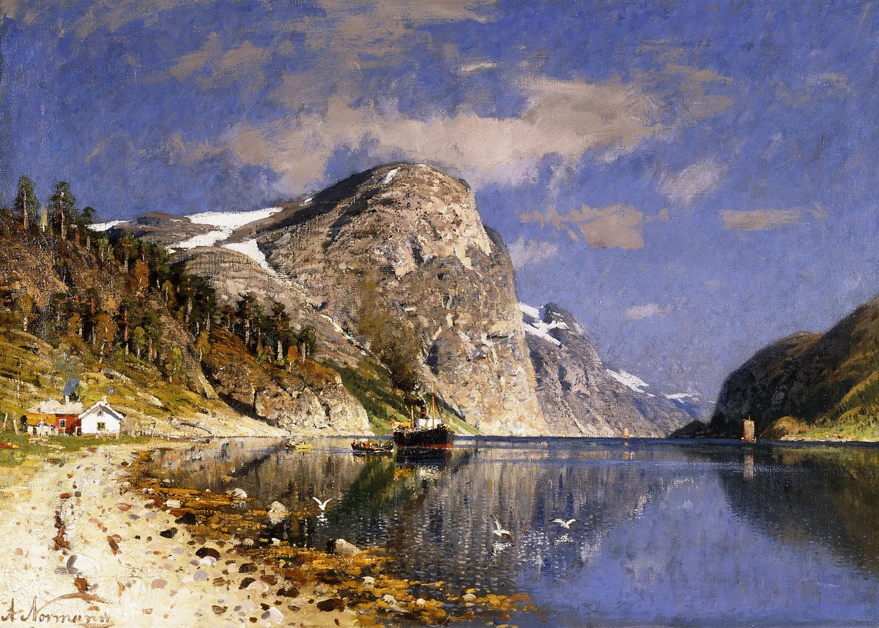 Parowiec w Sognefjord, autorstwa Adelsteen Normann