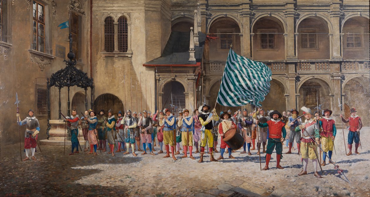 Landsknecht i chorąży autorstwa Adolf Pirsch