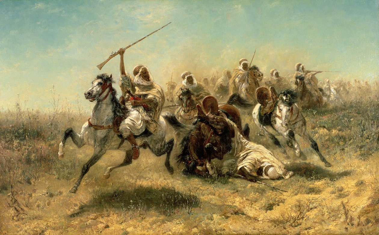 Konni arabscy w natarciu, 1869 r. autorstwa Adolf Schreyer